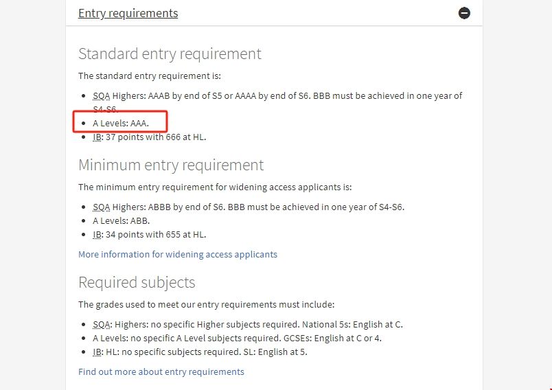 愛丁堡大學(xué)部分專業(yè)提高A-level要求.png 愛丁堡大學(xué)部分專業(yè)提高A-level要求.png