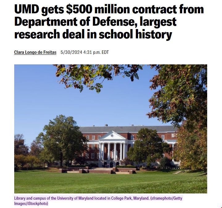馬里蘭大學獲史上最大數額的研究合同.png 馬里蘭大學獲史上最大數額的研究合同.png